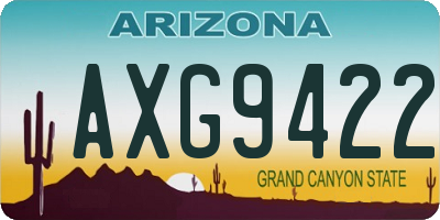 AZ license plate AXG9422