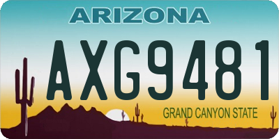 AZ license plate AXG9481