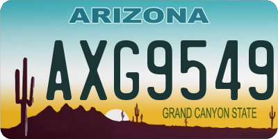 AZ license plate AXG9549