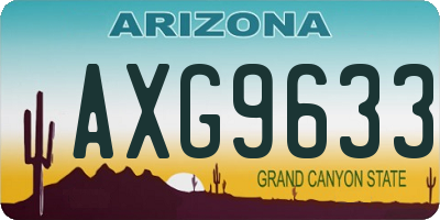 AZ license plate AXG9633