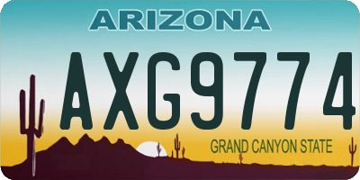 AZ license plate AXG9774
