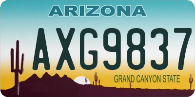 AZ license plate AXG9837