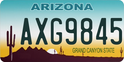 AZ license plate AXG9845