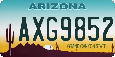 AZ license plate AXG9852