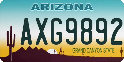 AZ license plate AXG9892
