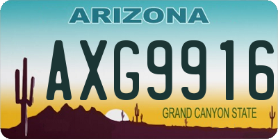 AZ license plate AXG9916