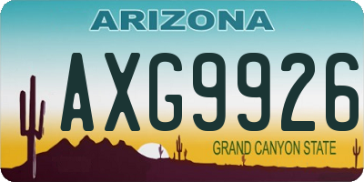 AZ license plate AXG9926