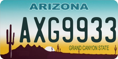 AZ license plate AXG9933