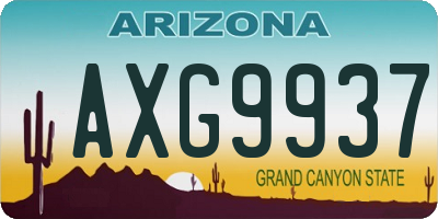 AZ license plate AXG9937