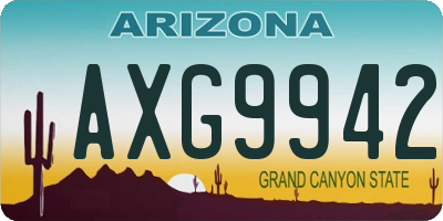 AZ license plate AXG9942