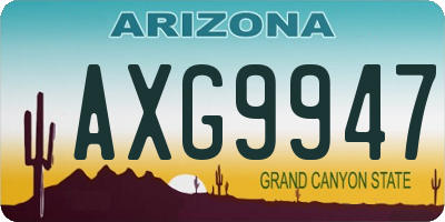 AZ license plate AXG9947
