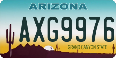 AZ license plate AXG9976