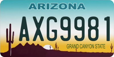 AZ license plate AXG9981