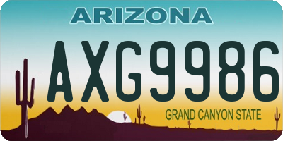 AZ license plate AXG9986
