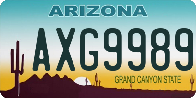 AZ license plate AXG9989
