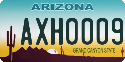 AZ license plate AXH0009