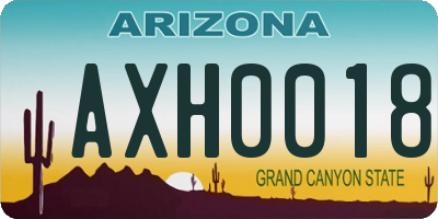 AZ license plate AXH0018