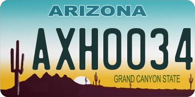 AZ license plate AXH0034