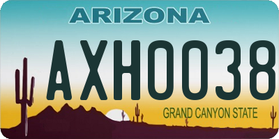 AZ license plate AXH0038