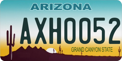 AZ license plate AXH0052