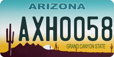 AZ license plate AXH0058