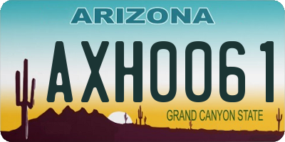 AZ license plate AXH0061
