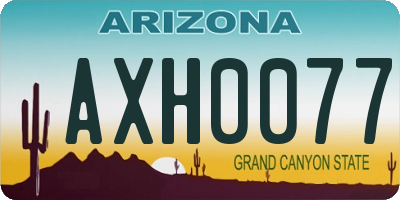 AZ license plate AXH0077