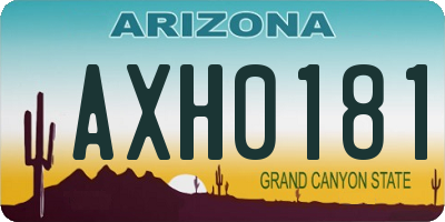 AZ license plate AXH0181