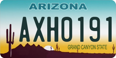 AZ license plate AXH0191