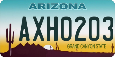 AZ license plate AXH0203