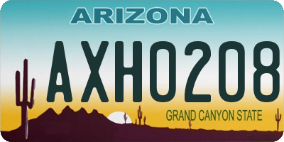 AZ license plate AXH0208