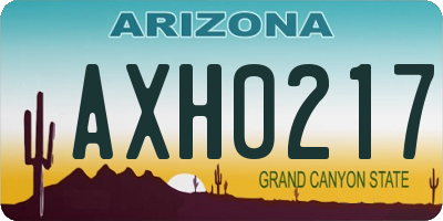 AZ license plate AXH0217