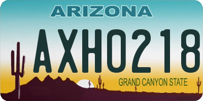 AZ license plate AXH0218