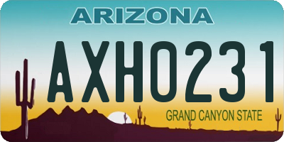 AZ license plate AXH0231