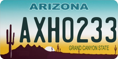 AZ license plate AXH0233