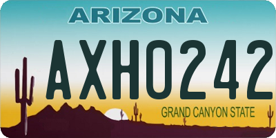 AZ license plate AXH0242
