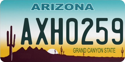 AZ license plate AXH0259
