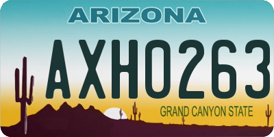 AZ license plate AXH0263