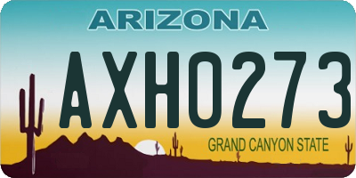 AZ license plate AXH0273