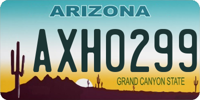 AZ license plate AXH0299