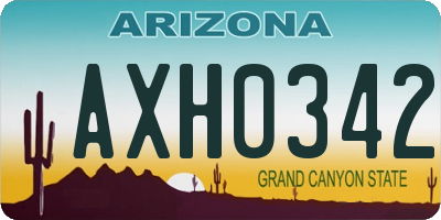 AZ license plate AXH0342