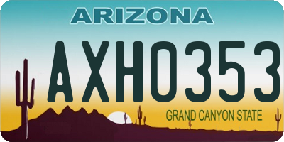 AZ license plate AXH0353