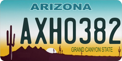 AZ license plate AXH0382