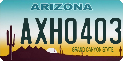 AZ license plate AXH0403