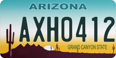 AZ license plate AXH0412