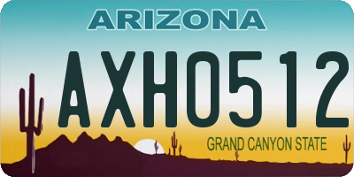 AZ license plate AXH0512