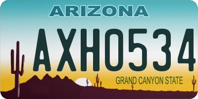 AZ license plate AXH0534