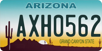 AZ license plate AXH0562