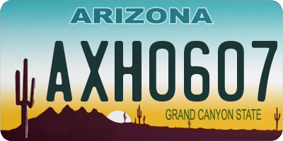 AZ license plate AXH0607