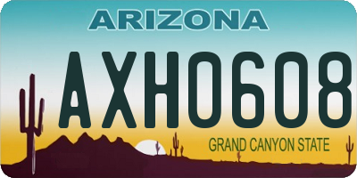 AZ license plate AXH0608